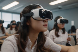 Alunos assistem aulas com realidade virtual
